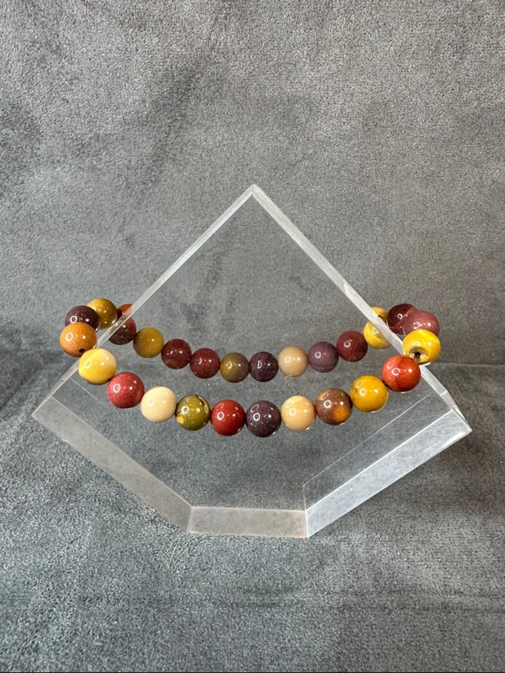 Beaded Multicolor Mookaite Stretch Bracelet - Unbranded